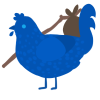 Ultraman, a ultramarine chicken with a speckle pattern