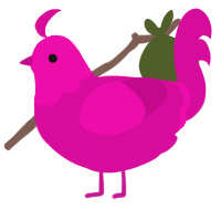 the pink one, a fuchsia chicken with a head pattern