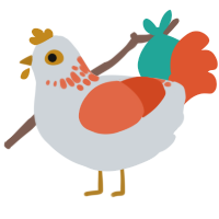Splabbin, a mist and vermilion chicken with a neck-speckle pattern