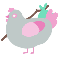 Tinn, a silver and pink chicken