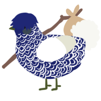Tundra, a navy and white chicken with a double-lace pattern