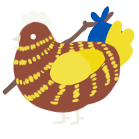 Bee, a russet and yellow chicken with a bar pattern