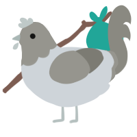 Clam, a mist and ash chicken with a head pattern