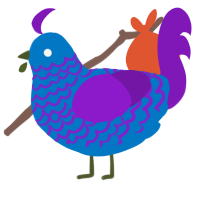 Savvi, a sapphire and violet chicken with a lace pattern