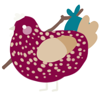 Skeeborp, a maroon and beige chicken with a speckle pattern