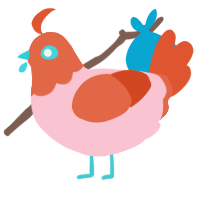 Roe, a rose and vermilion chicken with a head pattern