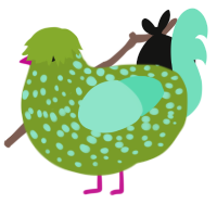 Spinach Smoothie, a chartreuse and mint chicken with a speckle pattern