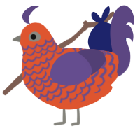 halloween, a vermilion and overcast chicken with a lace pattern