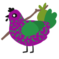 Barney the Dinosaur, a plum and viridian chicken with a speckle pattern