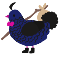 Midnight Barber, a navy and sable chicken with a lace pattern