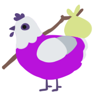 Gem, a amethyst and mist chicken with a head pattern