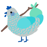 This is getting old, a silver and aqua chicken with a lace pattern