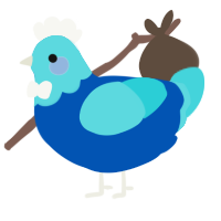 Tisha, a ultramarine and aqua chicken with a head pattern