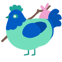 (unnamed), a mint and ultramarine chicken with a head pattern