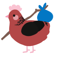 (unnamed), a red and black chicken with a neck-band pattern