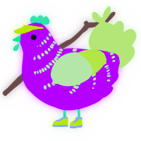 RAVE BABY, a amethyst and lemon chicken with a half-bar pattern