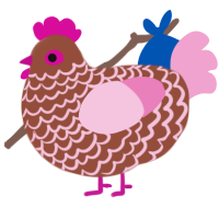 Xoopy Xoobert, a russet and pink chicken with a lace pattern