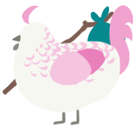 A white and pink chicken with a half-lace pattern