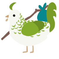 A white and chartreuse chicken with a half-lace pattern