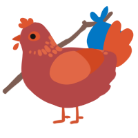 Them Bones, a red and vermilion chicken with a neck-speckle pattern