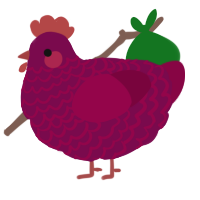 Gisela, a wine and maroon chicken with a lace pattern