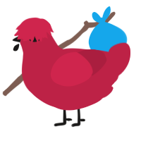 Yum Yum, a crimson chicken