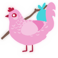 A pink chicken with a half-lace pattern