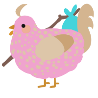 raw chicken, a pink and beige chicken with a speckle pattern