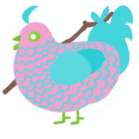 (unnamed), a pink and aqua chicken with a lace pattern