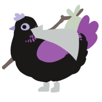 Eris, a sable and amethyst chicken with a neck-band pattern