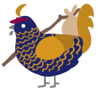 (unnamed), a navy and ochre chicken with a lace pattern