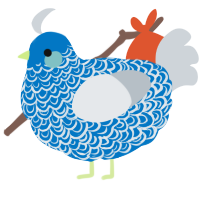 Mariana, a sapphire and mist chicken with a double-lace pattern