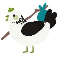 (unnamed), a white and sable chicken with a neck-speckle pattern