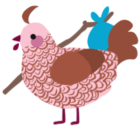 ham, a rose and russet chicken with a double-lace pattern