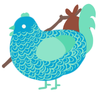 Triton, a cerulean and mint chicken with a double-lace pattern
