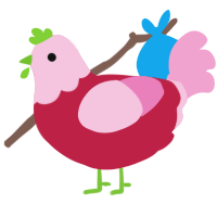 Strawberry, a crimson and pink chicken with a head pattern
