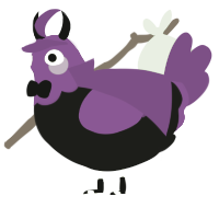 Erynias, a sable and violet chicken with a head pattern