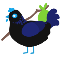 (unnamed), a black and navy chicken with a neck-speckle pattern