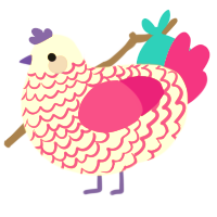 Glow, a rose and fuchsia chicken with a lace pattern