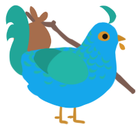 Pīkake, a sky and turquoise chicken with a half-lace pattern