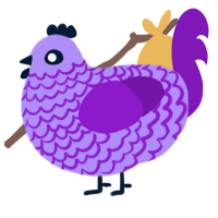 Grape, a lilac and violet chicken with a lace pattern