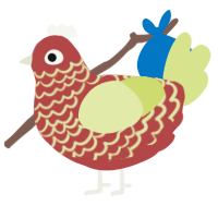 (unnamed), a red and lemon chicken with a lace pattern