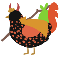 Pumpkin Spice Latte, a black and vermilion chicken with a speckle pattern
