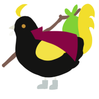 The Emperor, a black and yellow chicken