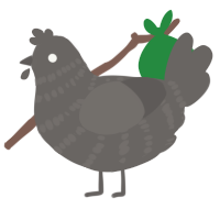 Concrete, a grey chicken with a bar pattern