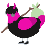 Hot Pink Emo, a sable and fuchsia chicken with a head pattern