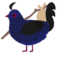 Morgana, a navy and sable chicken with a lace pattern