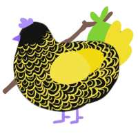 (unnamed), a black and yellow chicken with a double-lace pattern