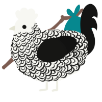 Polaris, a white and black chicken with a double-lace pattern