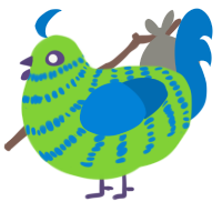 Bacterial Chick, a grass and sapphire chicken with a bar pattern